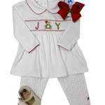 Girls Christmas Joy Classics Smock Pants Set - Sugar Babies Children's Boutique/Meg's Shoppe