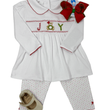 Girls Christmas Joy Classics Smock Pants Set - Sugar Babies Children's Boutique/Meg's Shoppe
