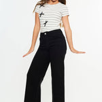 Girls Cropped Wide Leg Jeans - Black Girls Pants + Leggings Kan Can USA