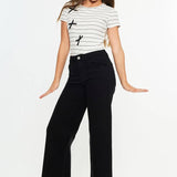 Girls Cropped Wide Leg Jeans - Black Girls Pants + Leggings Kan Can USA
