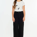 Girls Cropped Wide Leg Jeans - Black Girls Pants + Leggings Kan Can USA
