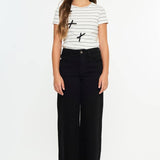 Girls Cropped Wide Leg Jeans - Black Girls Pants + Leggings Kan Can USA