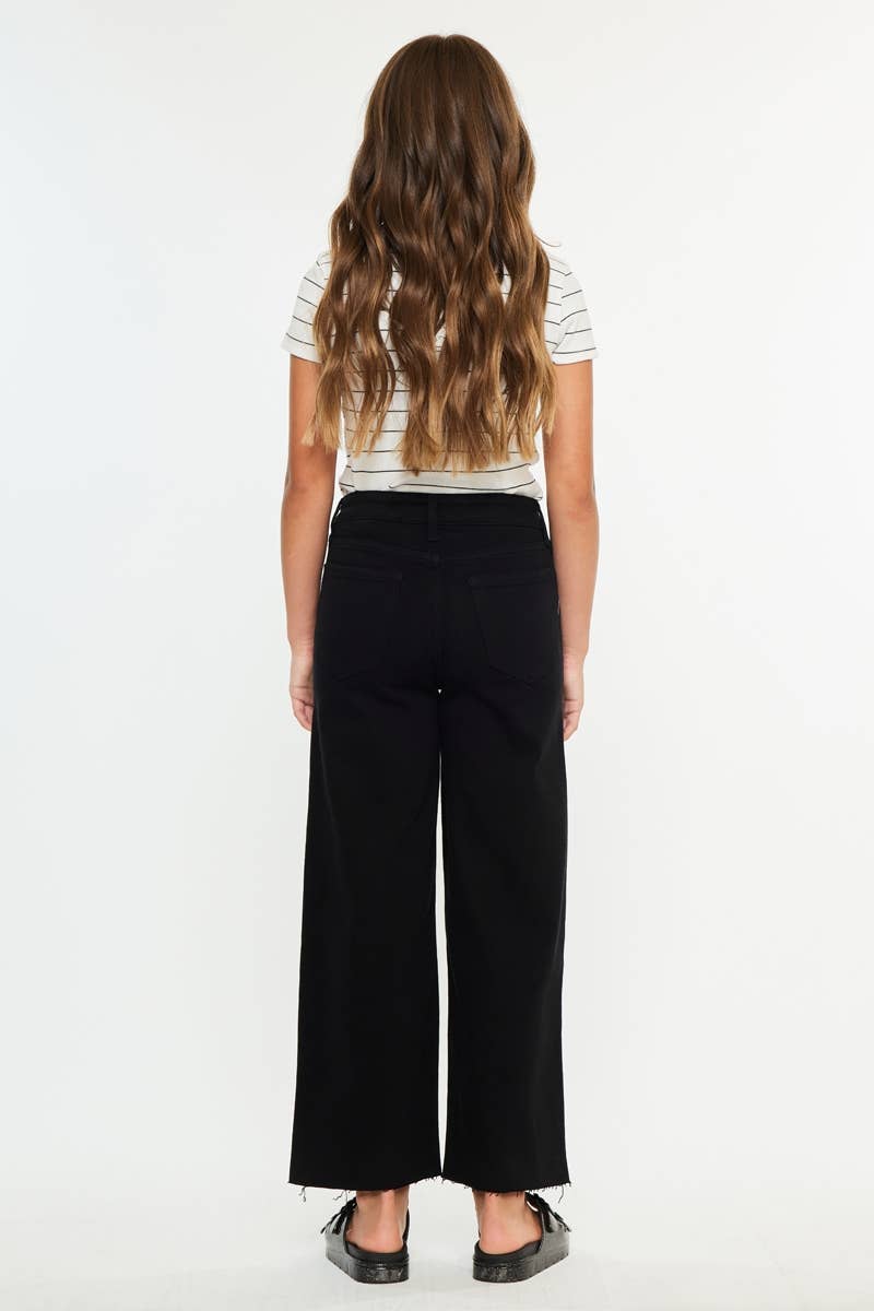 Girls Cropped Wide Leg Jeans - Black Girls Pants + Leggings Kan Can USA