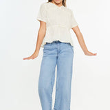 Girls Cropped Wide Leg Jeans - Medium Wash Girls Pants + Leggings Kan Can USA