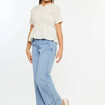 Girls Cropped Wide Leg Jeans - Medium Wash Girls Pants + Leggings Kan Can USA