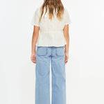 Girls Cropped Wide Leg Jeans - Medium Wash Girls Pants + Leggings Kan Can USA