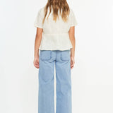Girls Cropped Wide Leg Jeans - Medium Wash Girls Pants + Leggings Kan Can USA