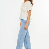 Girls Cropped Wide Leg Jeans - Medium Wash Girls Pants + Leggings Kan Can USA