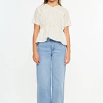 Girls Cropped Wide Leg Jeans - Medium Wash Girls Pants + Leggings Kan Can USA