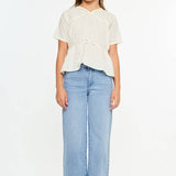 Girls Cropped Wide Leg Jeans - Medium Wash Girls Pants + Leggings Kan Can USA