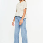 Girls Cropped Wide Leg Jeans - Medium Wash Girls Pants + Leggings Kan Can USA
