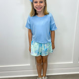 Girls Crossover Hybrid Shorts w/ Inner Pant - Tie Dye Ice/Nantucket Breeze Girls Shorts 90 Degree by Reflex