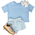 Girls Crossover Hybrid Shorts w/ Inner Pant - Tie Dye Ice/Nantucket Breeze Girls Shorts 90 Degree by Reflex