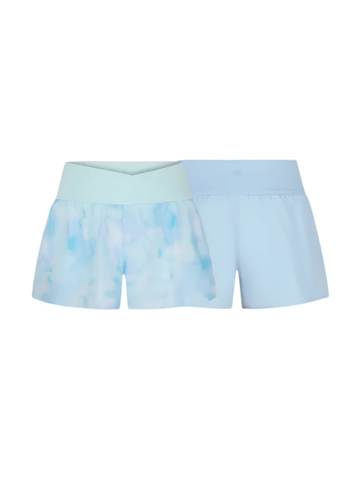 Girls Crossover Hybrid Shorts w/ Inner Pant - Tie Dye Ice/Nantucket Breeze Girls Shorts 90 Degree by Reflex