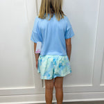 Girls Crossover Hybrid Shorts w/ Inner Pant - Tie Dye Ice/Nantucket Breeze Girls Shorts 90 Degree by Reflex