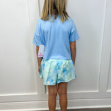 Girls Crossover Hybrid Shorts w/ Inner Pant - Tie Dye Ice/Nantucket Breeze Girls Shorts 90 Degree by Reflex
