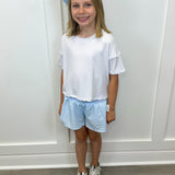 Girls Crossover Hybrid Shorts w/ Inner Pant - Tie Dye Ice/Nantucket Breeze Girls Shorts 90 Degree by Reflex