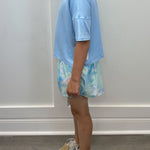 Girls Crossover Hybrid Shorts w/ Inner Pant - Tie Dye Ice/Nantucket Breeze Girls Shorts 90 Degree by Reflex
