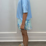 Girls Crossover Hybrid Shorts w/ Inner Pant - Tie Dye Ice/Nantucket Breeze Girls Shorts 90 Degree by Reflex