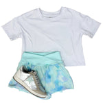 Girls Crossover Hybrid Shorts w/ Inner Pant - Tie Dye Ice/Nantucket Breeze Girls Shorts 90 Degree by Reflex