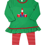 Girls Elf Knit Tunic Set - Green Girls Sets Claire & Charlie