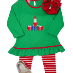 Girls Elf Knit Tunic Set - Green Girls Sets Claire & Charlie
