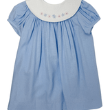 Girls Embroidered Collar Float Dress - Blue Girls Occasion Dresses Funtasia Too
