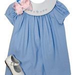 Girls Embroidered Collar Float Dress - Blue Girls Occasion Dresses Funtasia Too