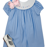 Girls Embroidered Collar Float Dress - Blue Girls Occasion Dresses Funtasia Too