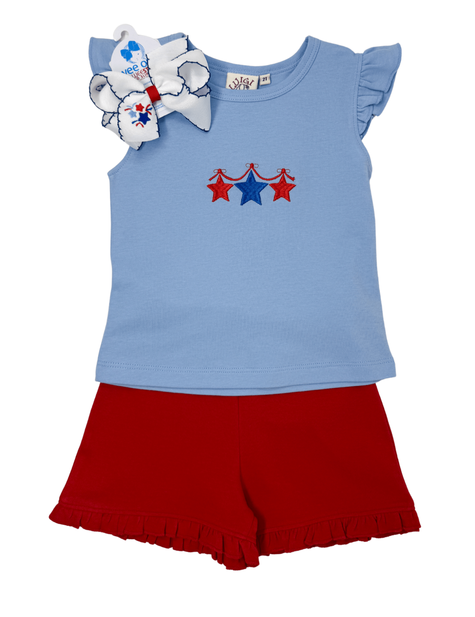 Girls Flutter Sleeve Top - Star Icons Girls Tops + Tees Luigi