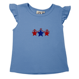Girls Flutter Sleeve Top - Star Icons Girls Tops + Tees Luigi