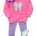 Girls French Terry Pullover - Bow Girls Tops + Tees Trotter Street Kids