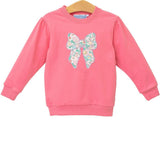 Girls French Terry Pullover - Bow Girls Tops + Tees Trotter Street Kids