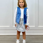 Girls Fur Vest - Tuscany Blue Girls Outerwear Funtasia Too