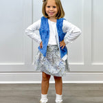 Girls Fur Vest - Tuscany Blue Girls Outerwear Funtasia Too