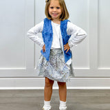 Girls Fur Vest - Tuscany Blue Girls Outerwear Funtasia Too