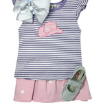 Girls Gathered Skort w/ Stars - Lt. Pink Girls Skirts + Bloomers Luigi