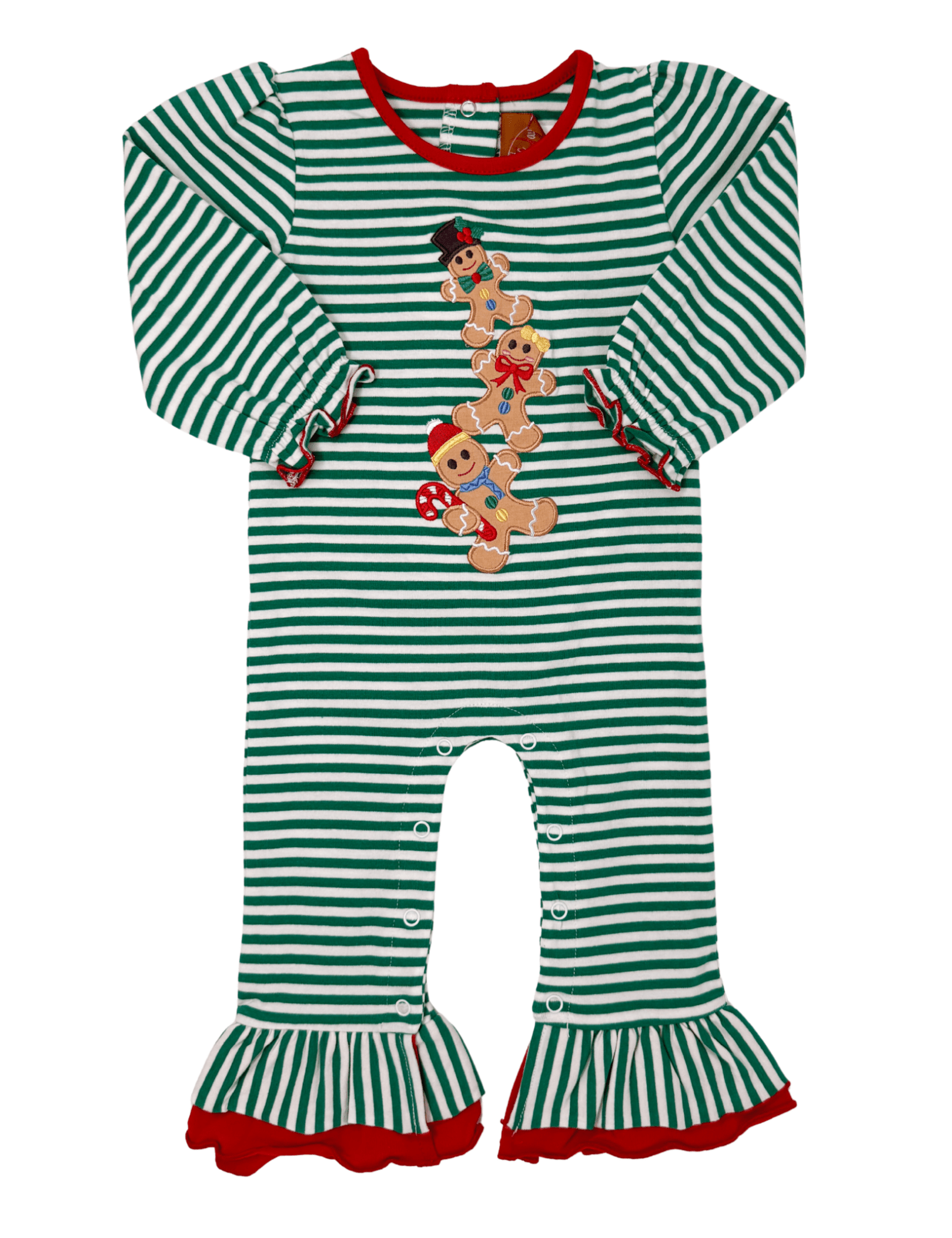 Girls Gingerbread Men Romper Girls Bubbles + Rompers Millie Jay