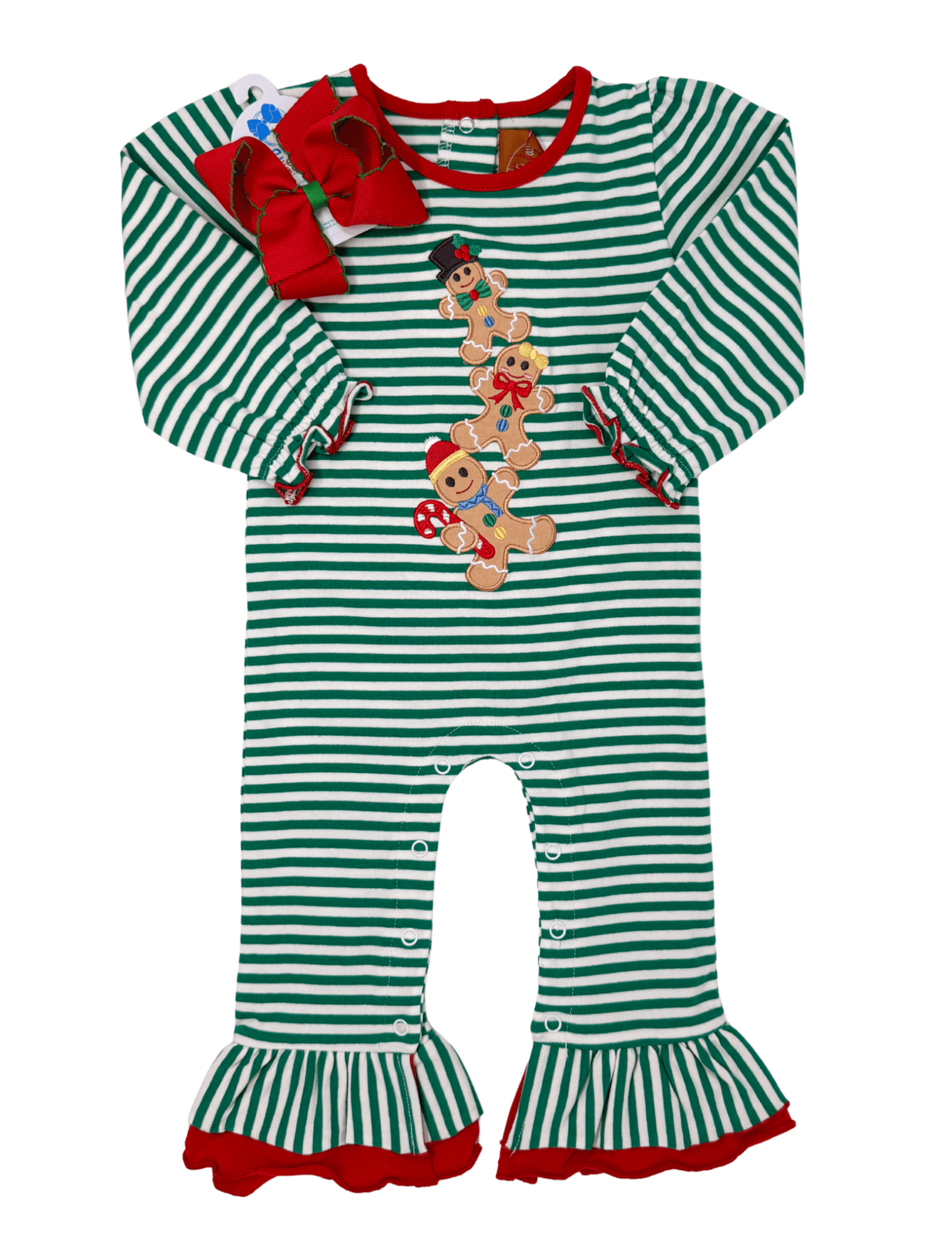 Girls Gingerbread Men Romper Girls Bubbles + Rompers Millie Jay