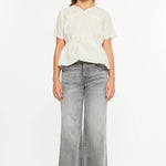 Girls High Rise Palazzo Crop Jeans - Lt. Gray Girls Pants + Leggings Kan Can USA