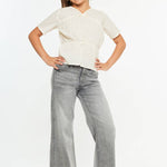 Girls High Rise Palazzo Crop Jeans - Lt. Gray Girls Pants + Leggings Kan Can USA