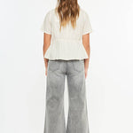 Girls High Rise Palazzo Crop Jeans - Lt. Gray Girls Pants + Leggings Kan Can USA