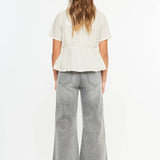 Girls High Rise Palazzo Crop Jeans - Lt. Gray Girls Pants + Leggings Kan Can USA