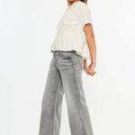 Girls High Rise Palazzo Crop Jeans - Lt. Gray Girls Pants + Leggings Kan Can USA