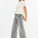 Girls High Rise Palazzo Crop Jeans - Lt. Gray Girls Pants + Leggings Kan Can USA