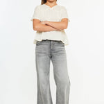 Girls High Rise Palazzo Crop Jeans - Lt. Gray Girls Pants + Leggings Kan Can USA