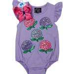 Girls Hydrangea Applique A/S Bubble Girls Bubbles + Rompers Emma Jean
