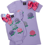 Girls Hydrangea Applique A/S Bubble Girls Bubbles + Rompers Emma Jean