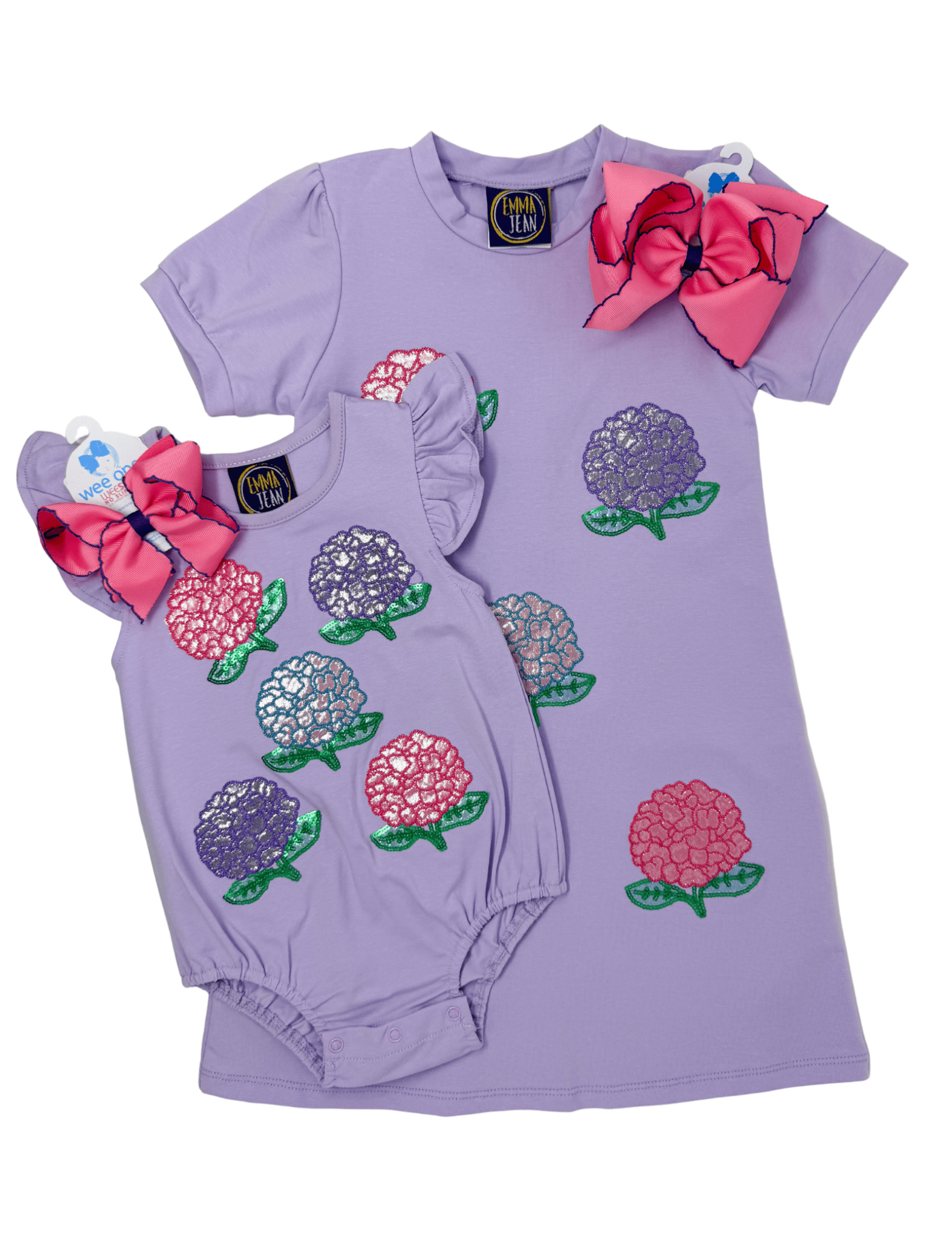 Girls Hydrangea Applique A/S Bubble Girls Bubbles + Rompers Emma Jean