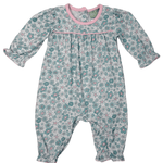 Girls Ice Blue Floral Piped Chest Bubble Girls Bubbles + Rompers Sage & Lilly